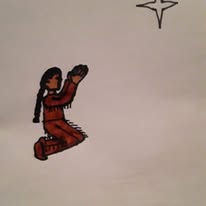 Native kneeling praying to star